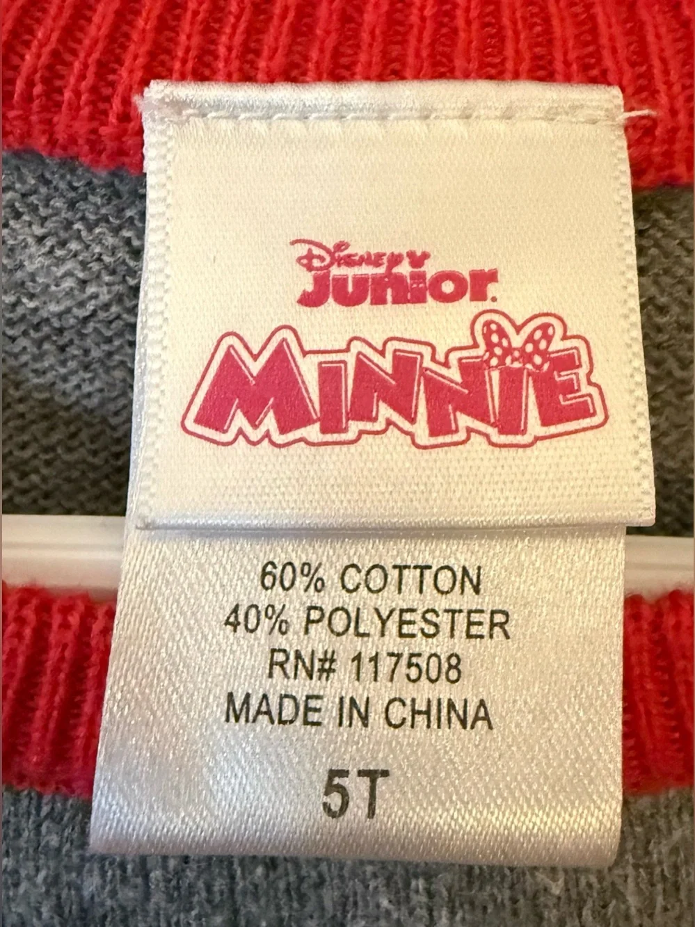 Disney Girls Minnie Pullover Holiday Sweater - Gray, Red, White, Green